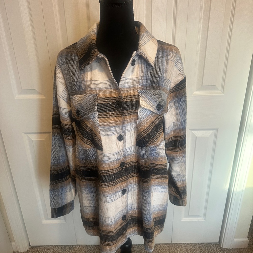 Thread & Supply Plaid Utility Jacket - Black, Brown, Cream